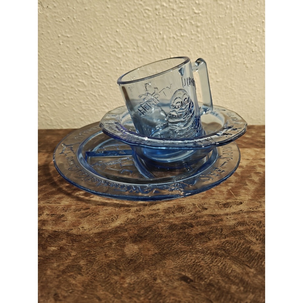 Vintage 1980's  Glass Tiara Childs Dinnerware Set New Home Interiors No Flaws